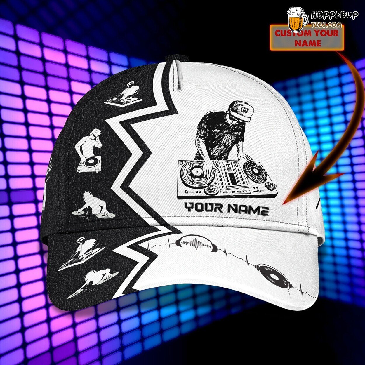 3D Classic Personalized Name Cap Crafted for DJ Enthusiasts