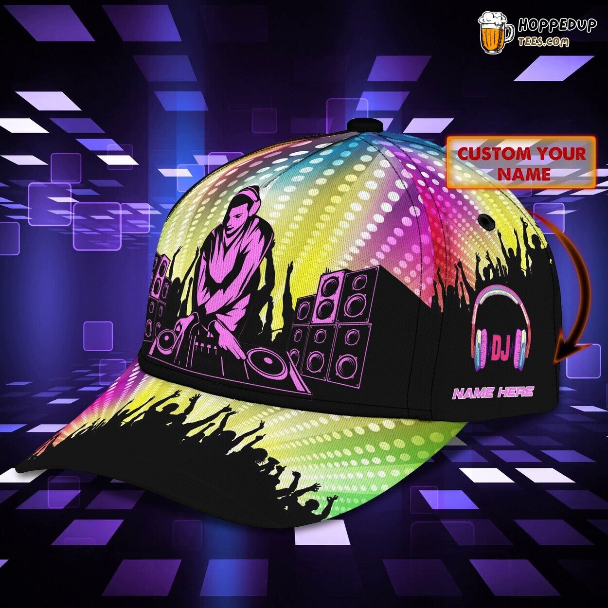 3D Classic Personalized Name Cap Designed for Passionate DJ Lovers