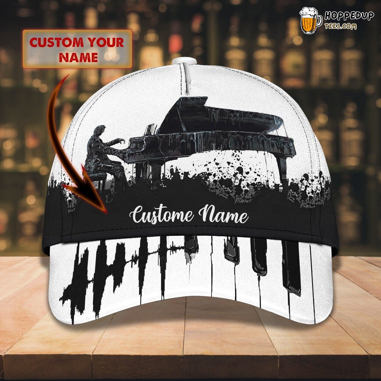 3D Classic Personalized Name Cap Highlighting Piano Enthusiasts