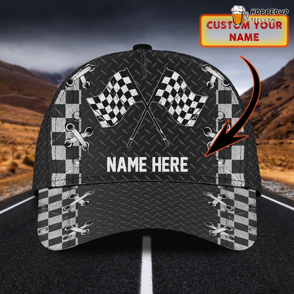 3D Classic Racing Cap Unique Speed Design Personalized Name Enthusiast Hat
