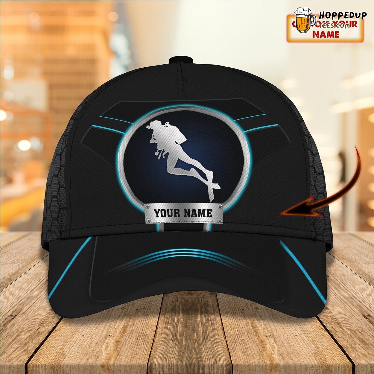 3D Classic Scuba Diving Cap Personalized Name Stylish Unique Premium Design