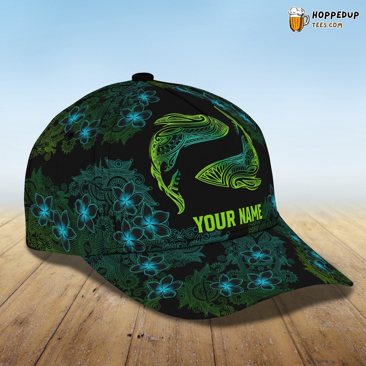 3D Classic Shark Hawaii Hibiscus Theme Cap Personalized Name Stylish Unique Trend 3D Classic Shark Hawaii Hibiscus Theme Cap Personalized Name Stylish Unique Trend