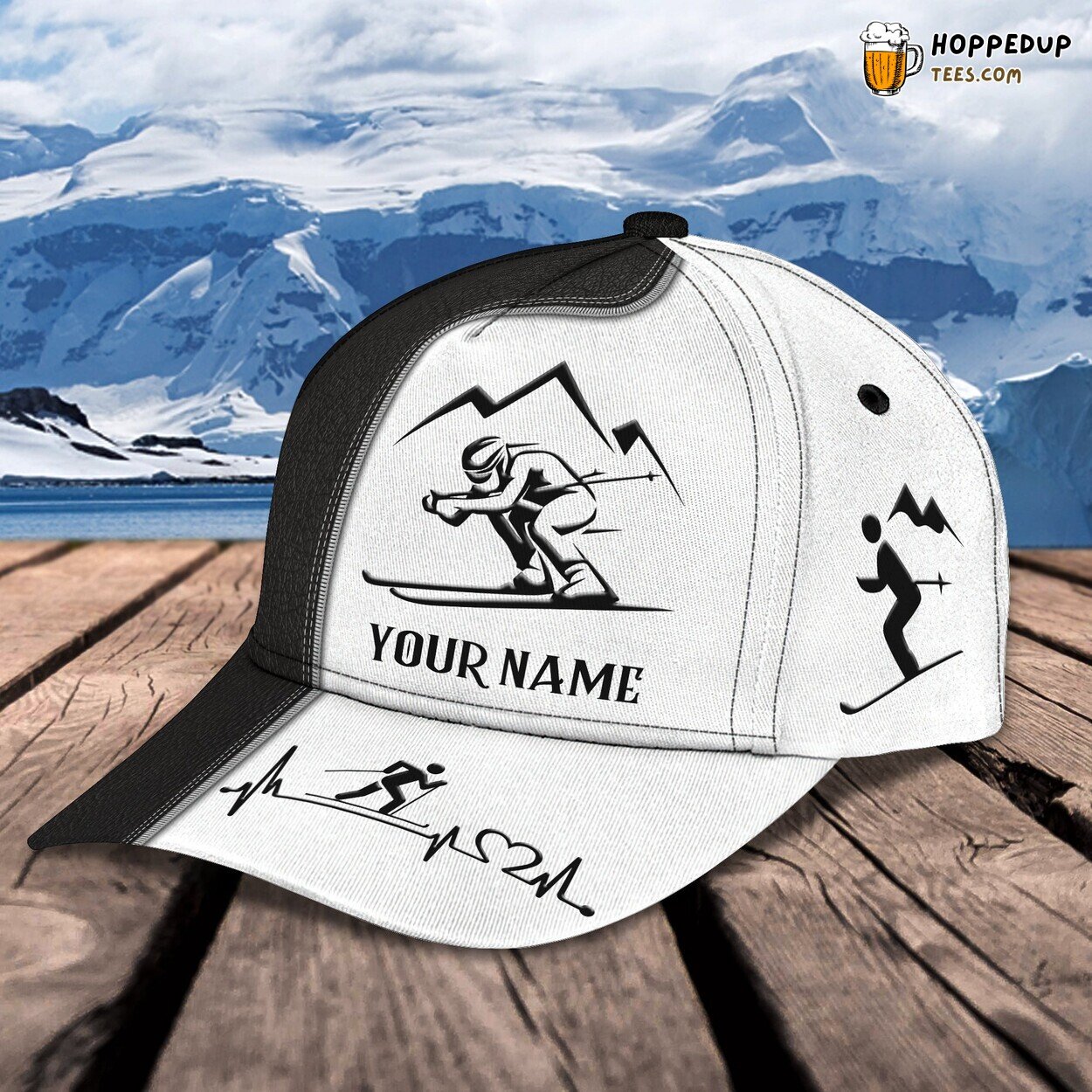 3D Classic Skiing Design Cap Personalized Name Stylish Unique Best Design Fit