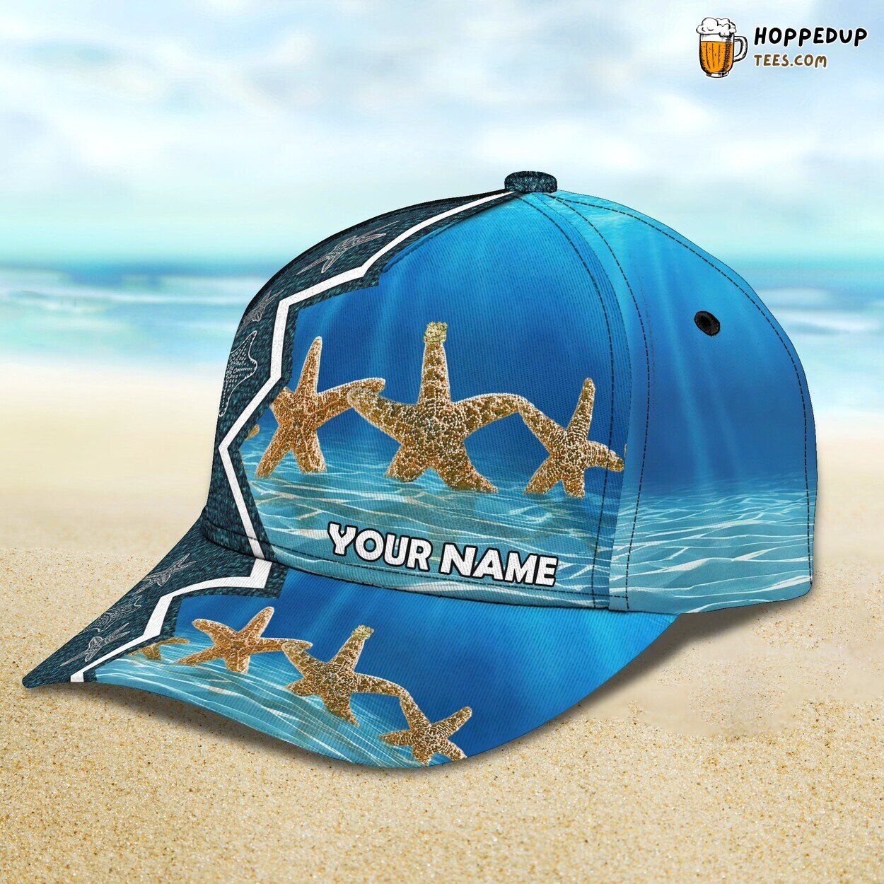 3D Classic Starfish Themed Cap Personalized Name Unique Stylish Design Model