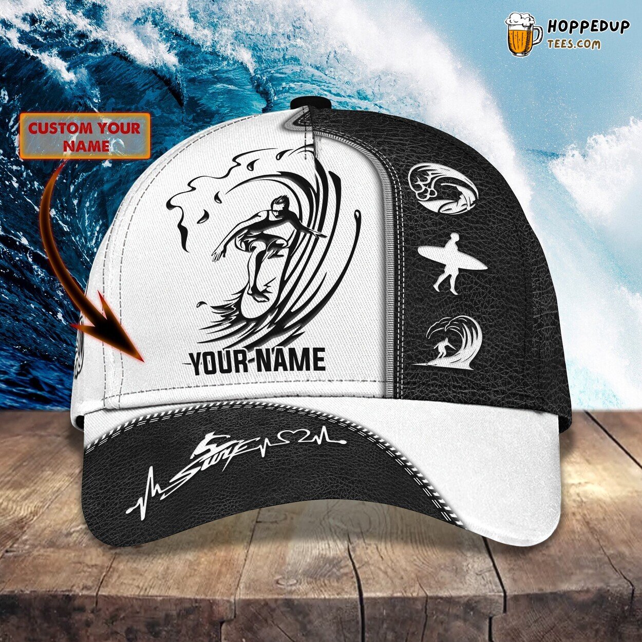 3D Classic Surfer Passion Cap Personalized Name Stylish Unique Design Trending