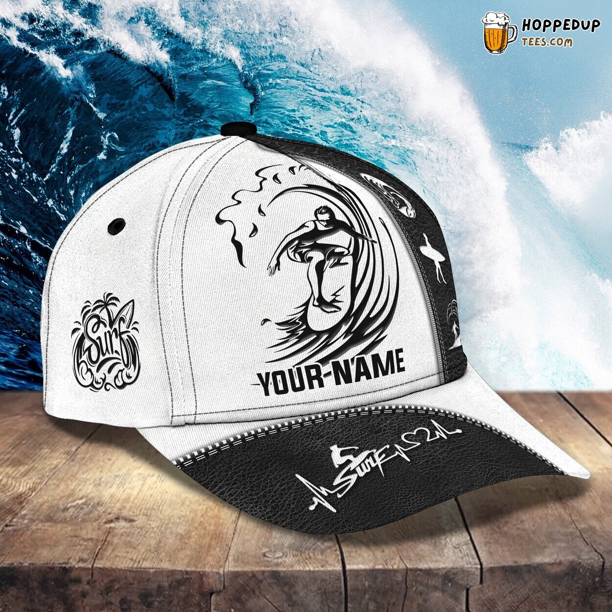 3D Classic Surfer Passion Cap Personalized Name Stylish Unique Design Trending