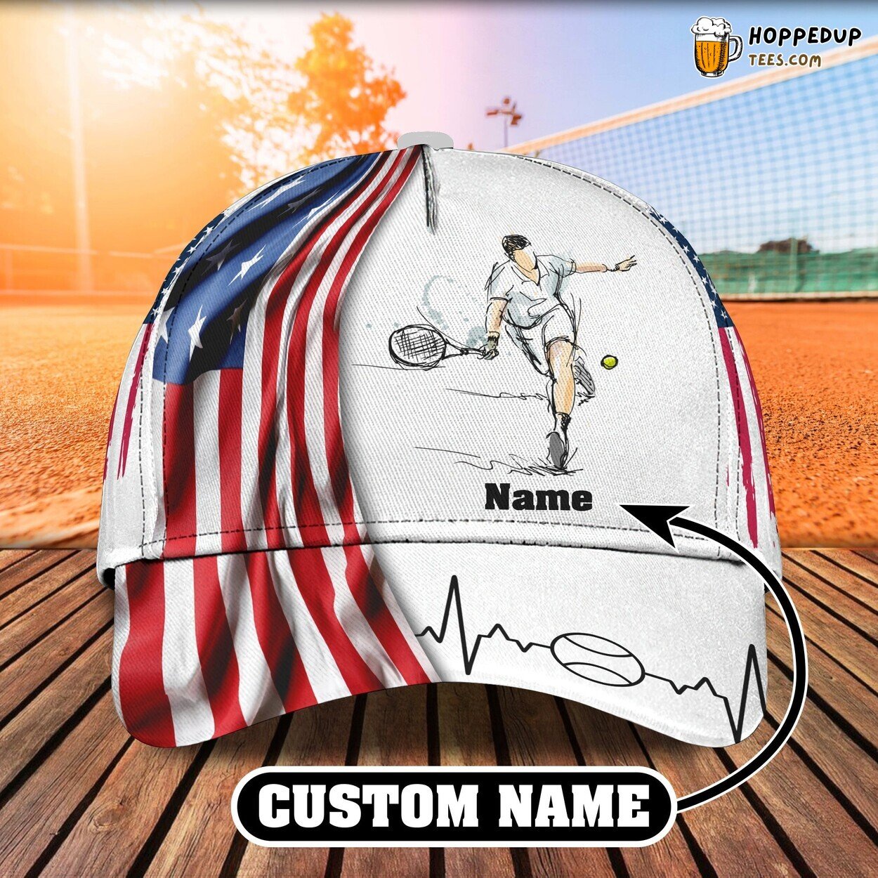 3D Classic Tennis Design Cap Personalized Name Unique Stylish Best Choice Fit