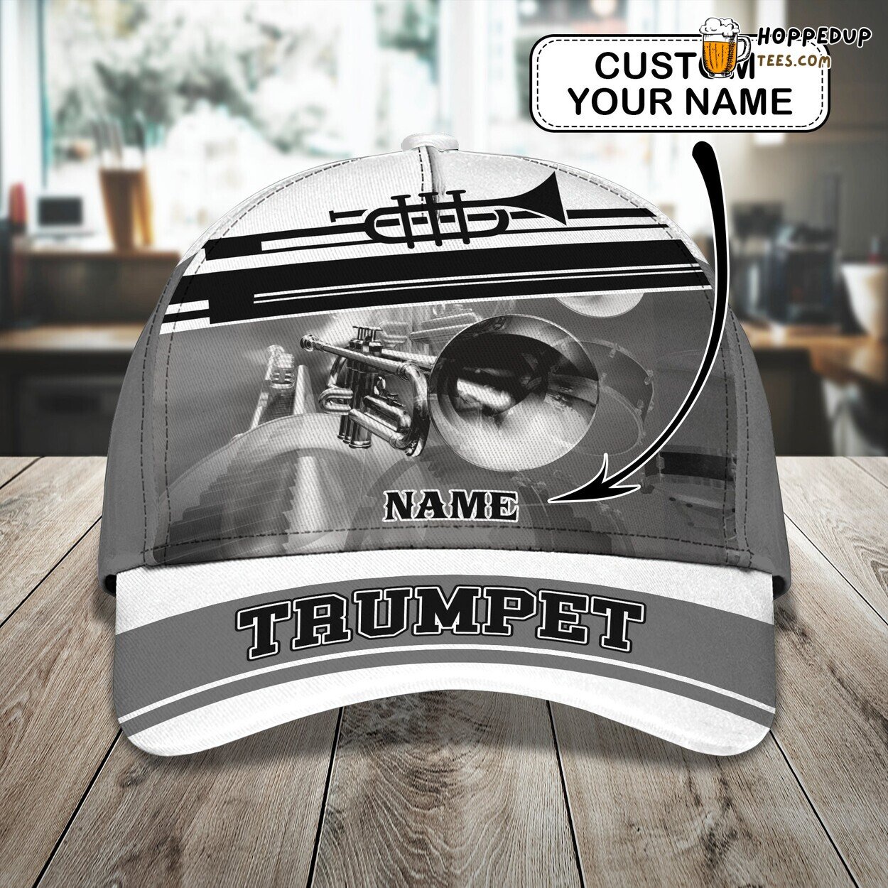 3D Classic Trumpet Design Cap Personalized Name Stylish Unique Best Choice Fit