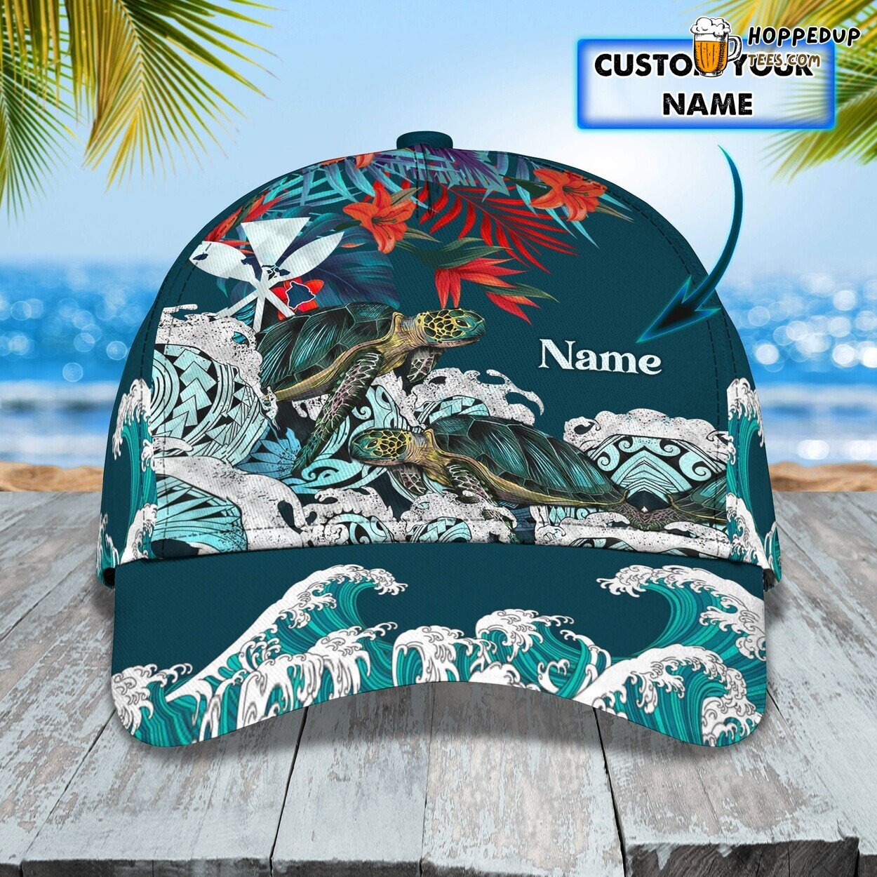 3D Classic Turtle Design Cap Personalized Name Stylish Unique Best Choice Fit