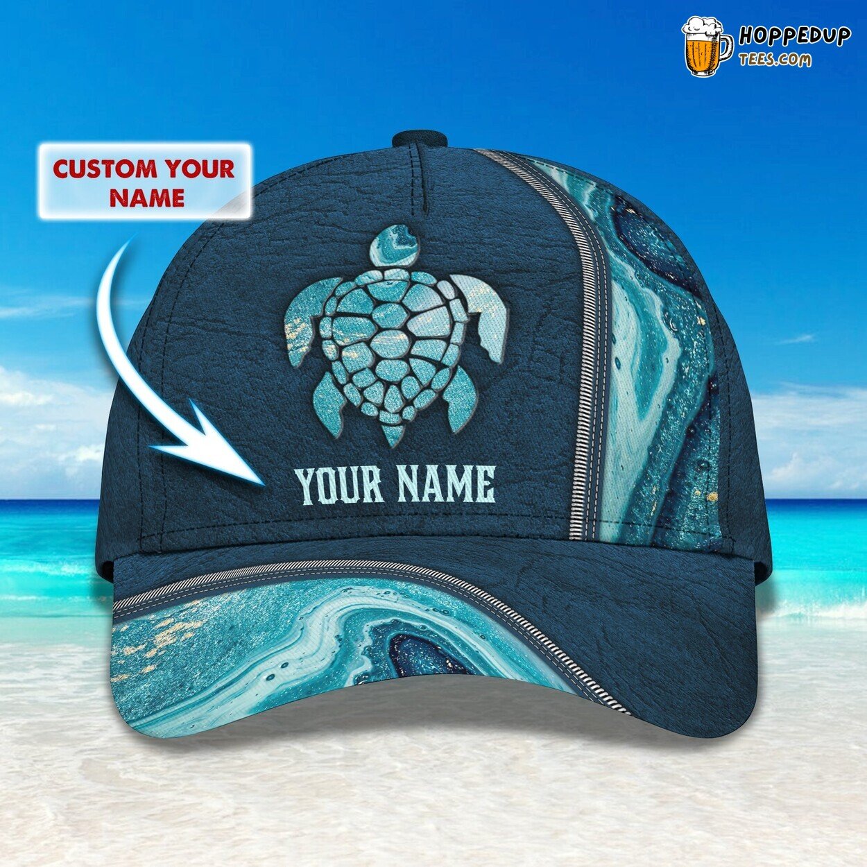 3D Classic Turtle Enthusiast Cap Personalized Name Stylish Premium Unique Design
