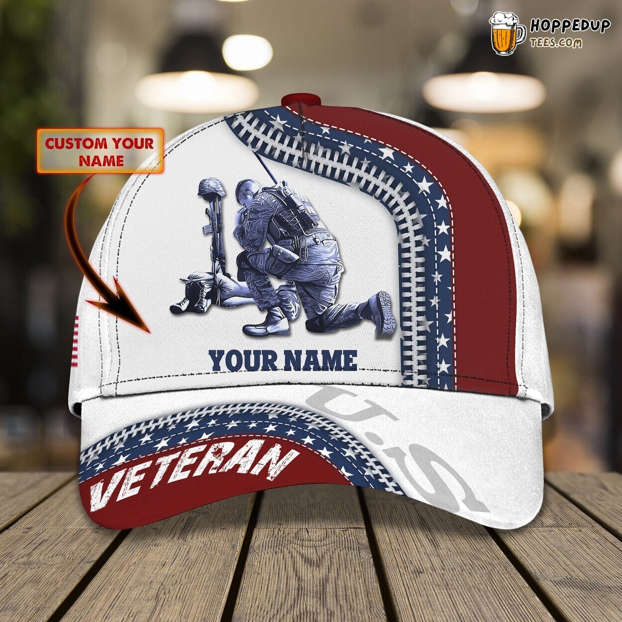 3D Classic Veteran Cap Personalized Name Patriotic Service Design Hat Wear