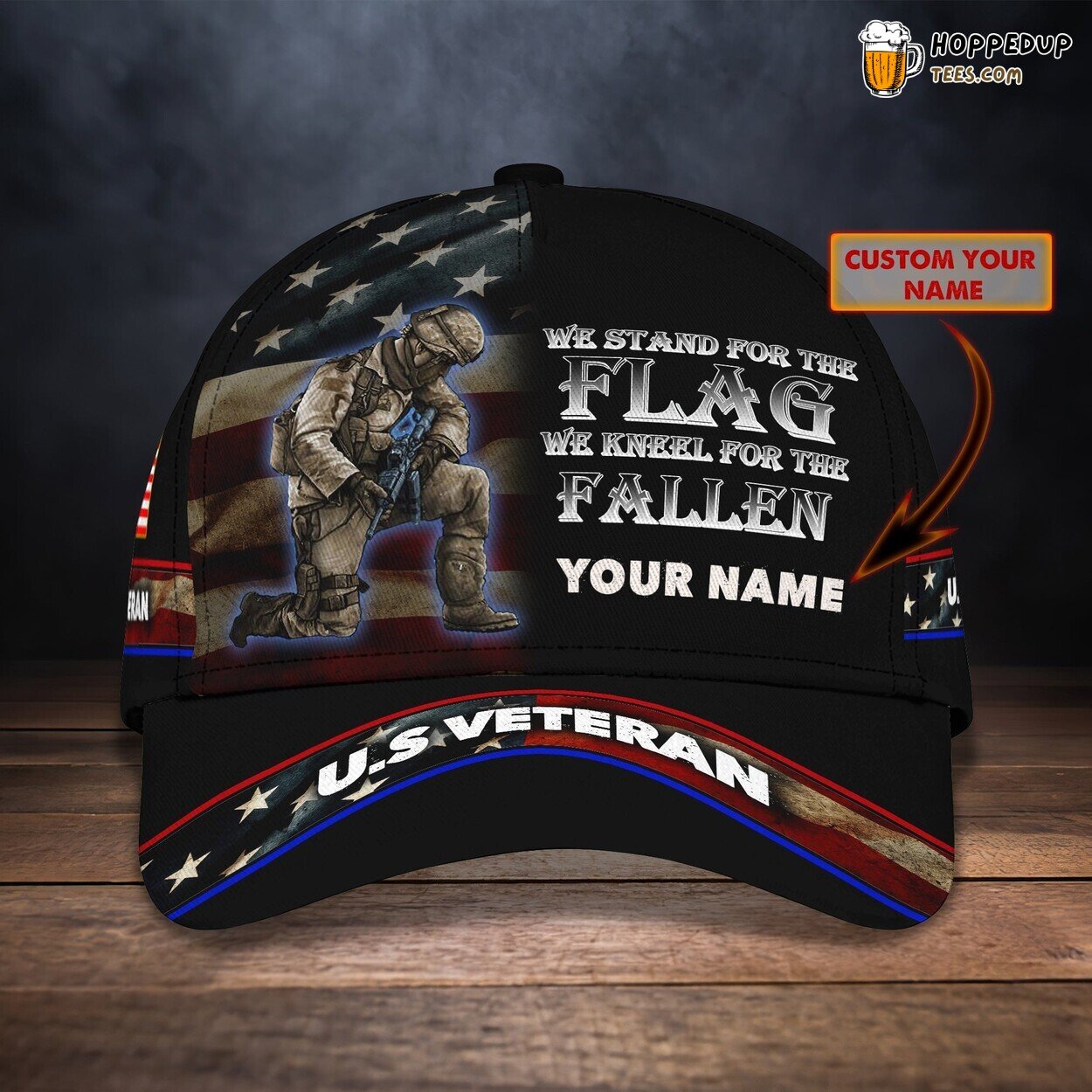3D Classic Veteran Cap Personalized Name Unique Patriot Design Hat Wear