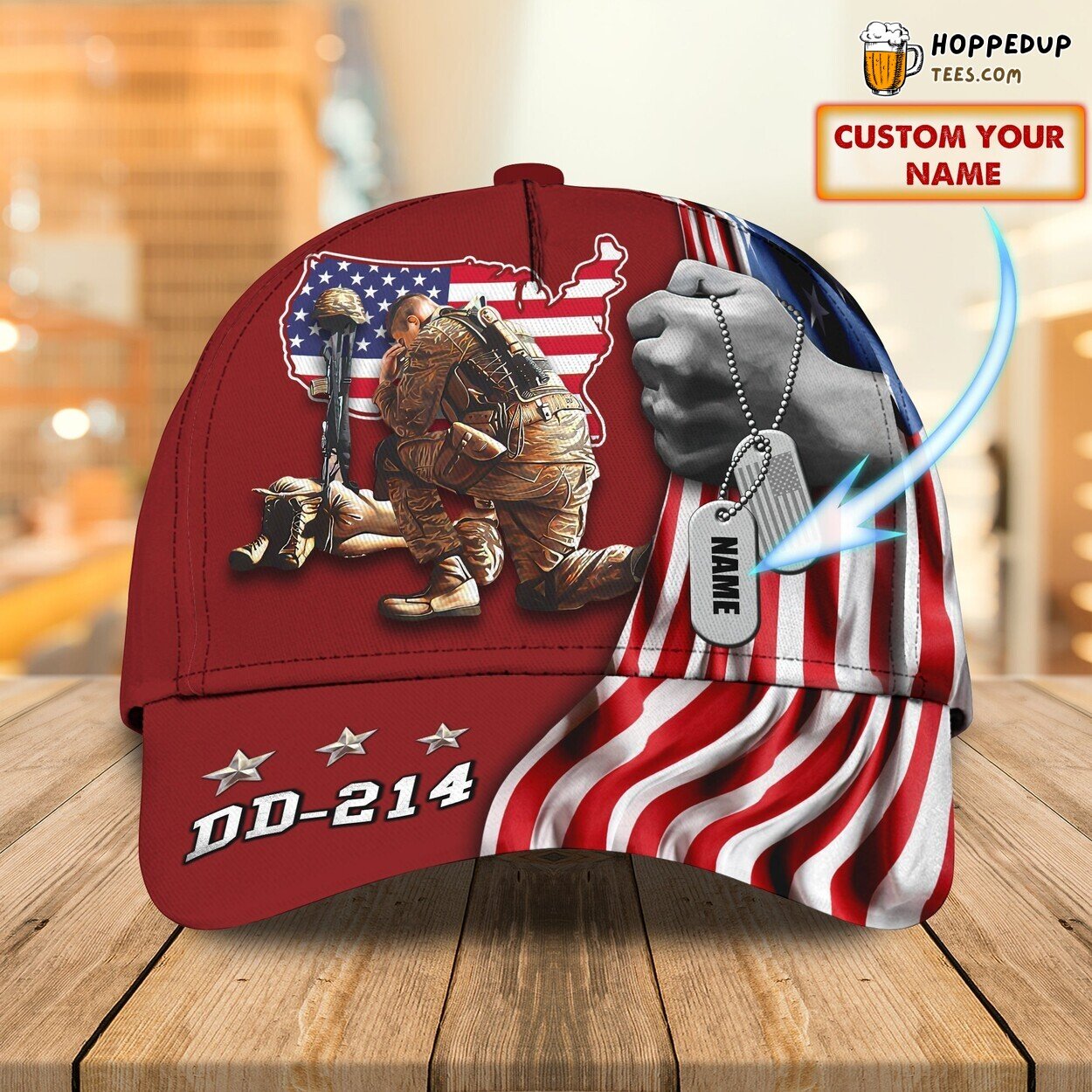 3D Classic Veteran DD214 Cap Personalized Name Service Pride Hat Wear