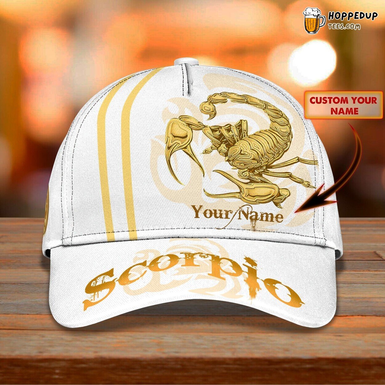 3D Classic White Scorpio Cap Personalized Name Unique Zodiac Fashion Hat Wear