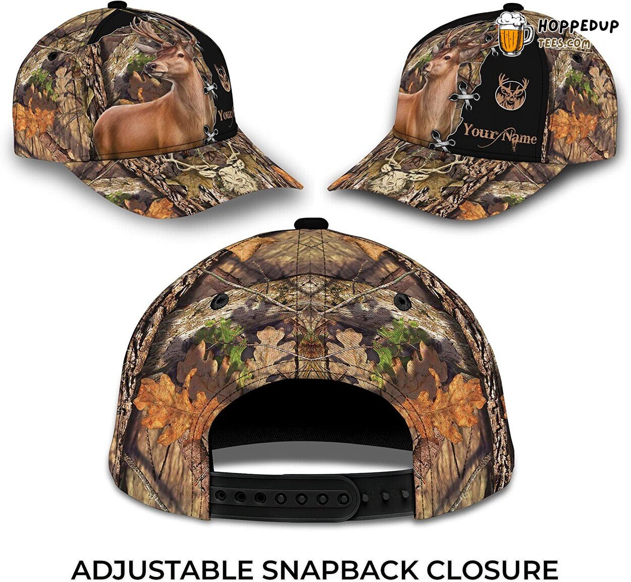 3D Deer Hunt Snapback Camo Cap Personalized Hunter Headwear