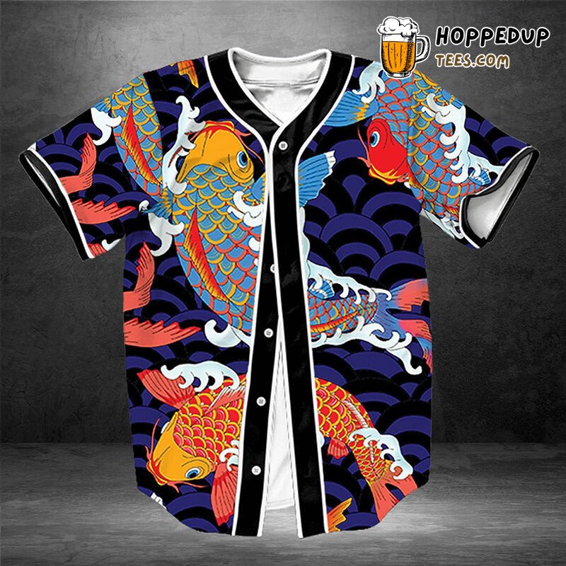 3D Koi Fish Cultural Symbolism Baseball Tee Jersey Shirt Water