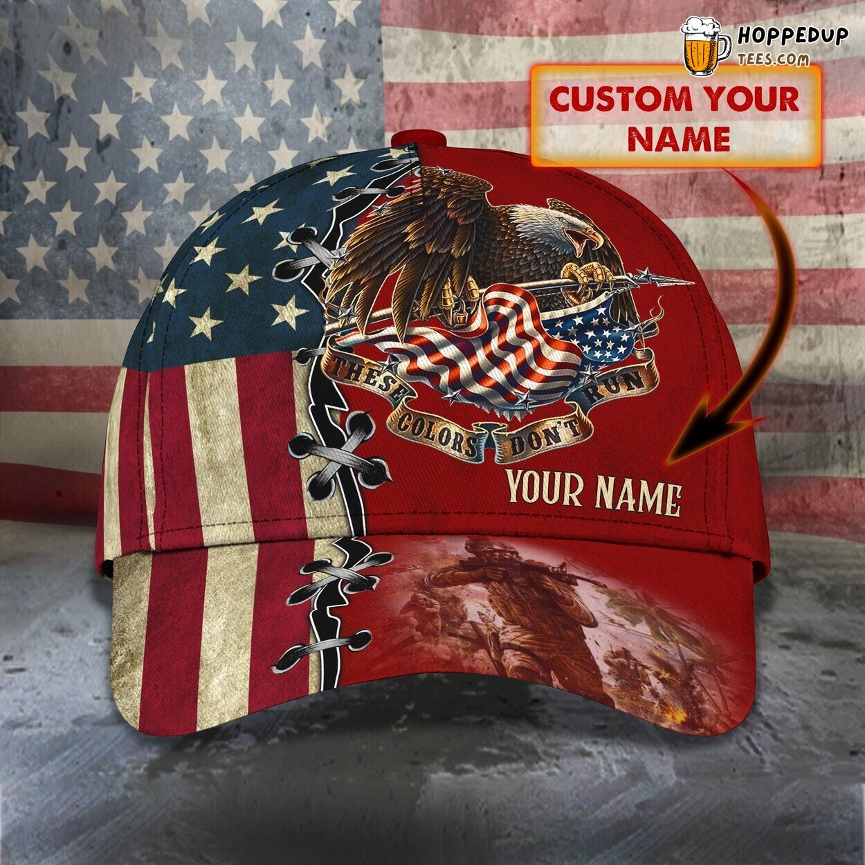 3D Personalized Classic Cap American Eagle Proud Design Name Cap