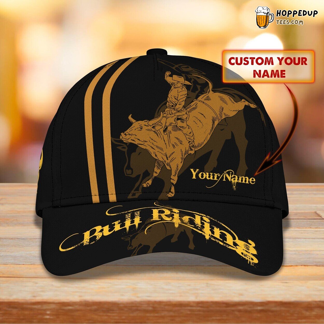 3D Personalized Classic Cap Bull Riding Unique Design Name Cap