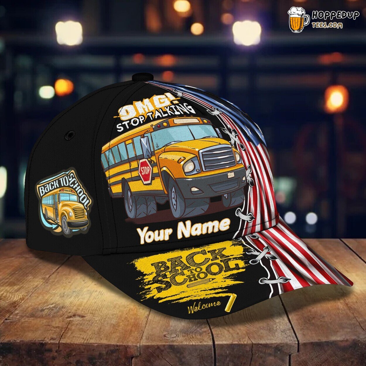 3D Personalized Classic Cap Captain America School Bus Name Cap