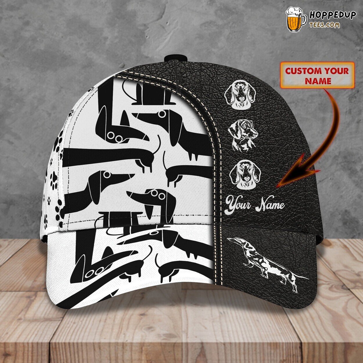 3D Personalized Classic Cap Dachshund Love Design Name Cap Unique