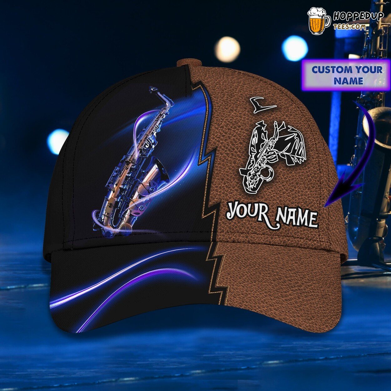 3D Personalized Classic Cap Saxophone Classic Design Name Cap