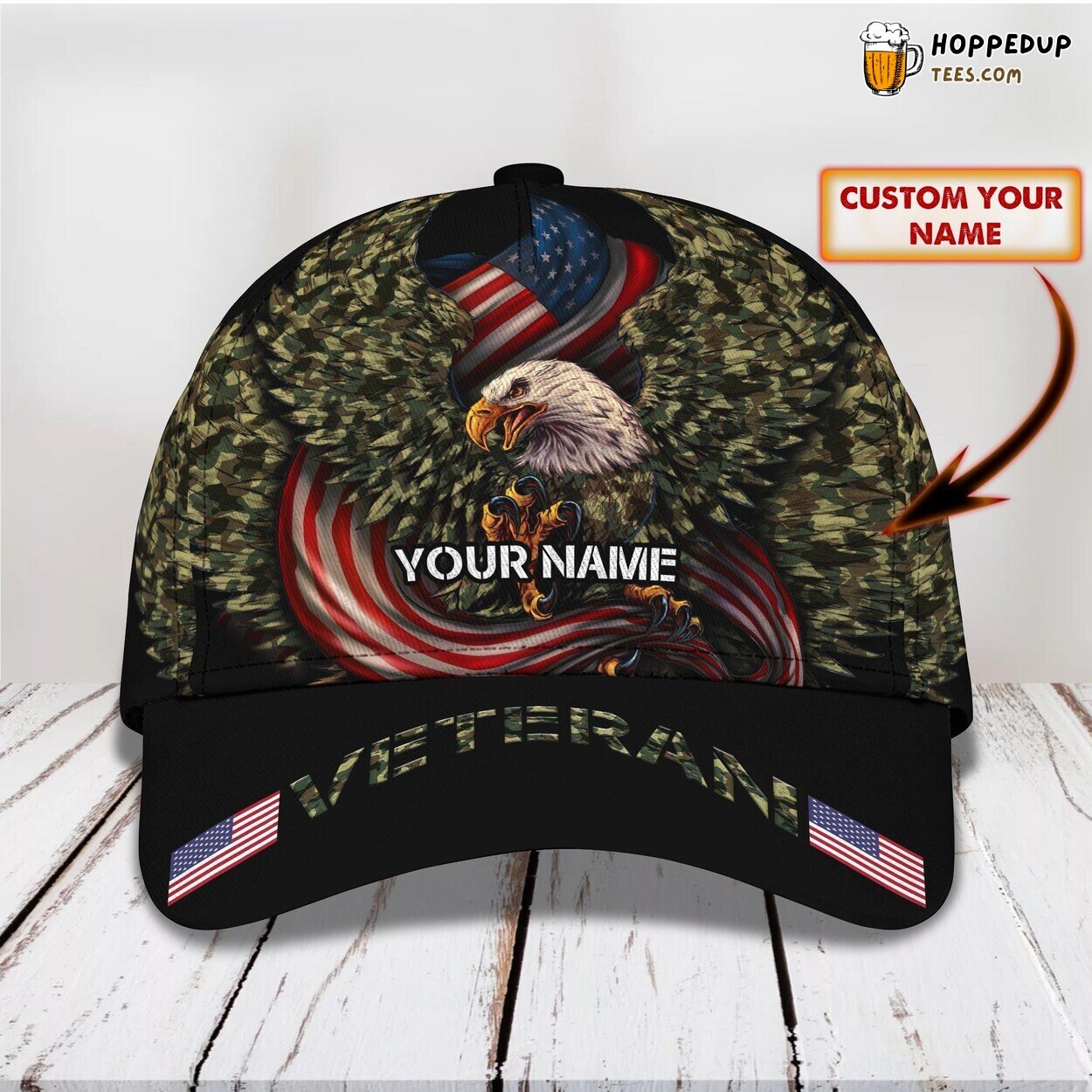 3D Personalized Classic Cap Veteran Patriotic Name Cap Unique