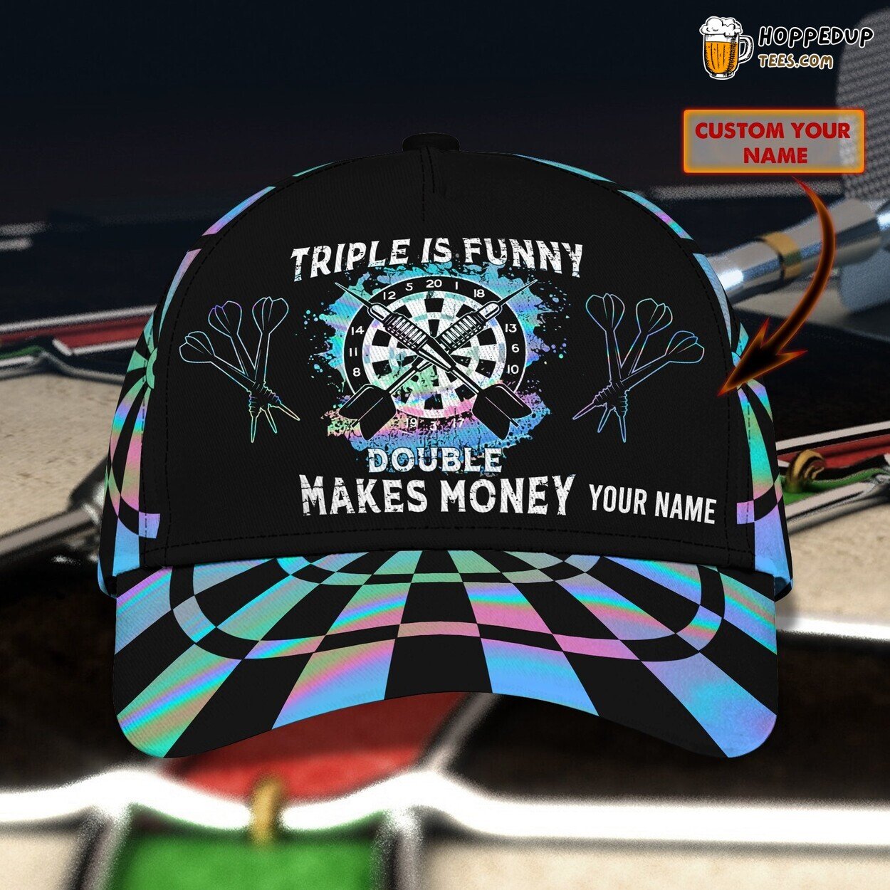 3D Personalized Name Classic Dart Design Cap Unique Selection