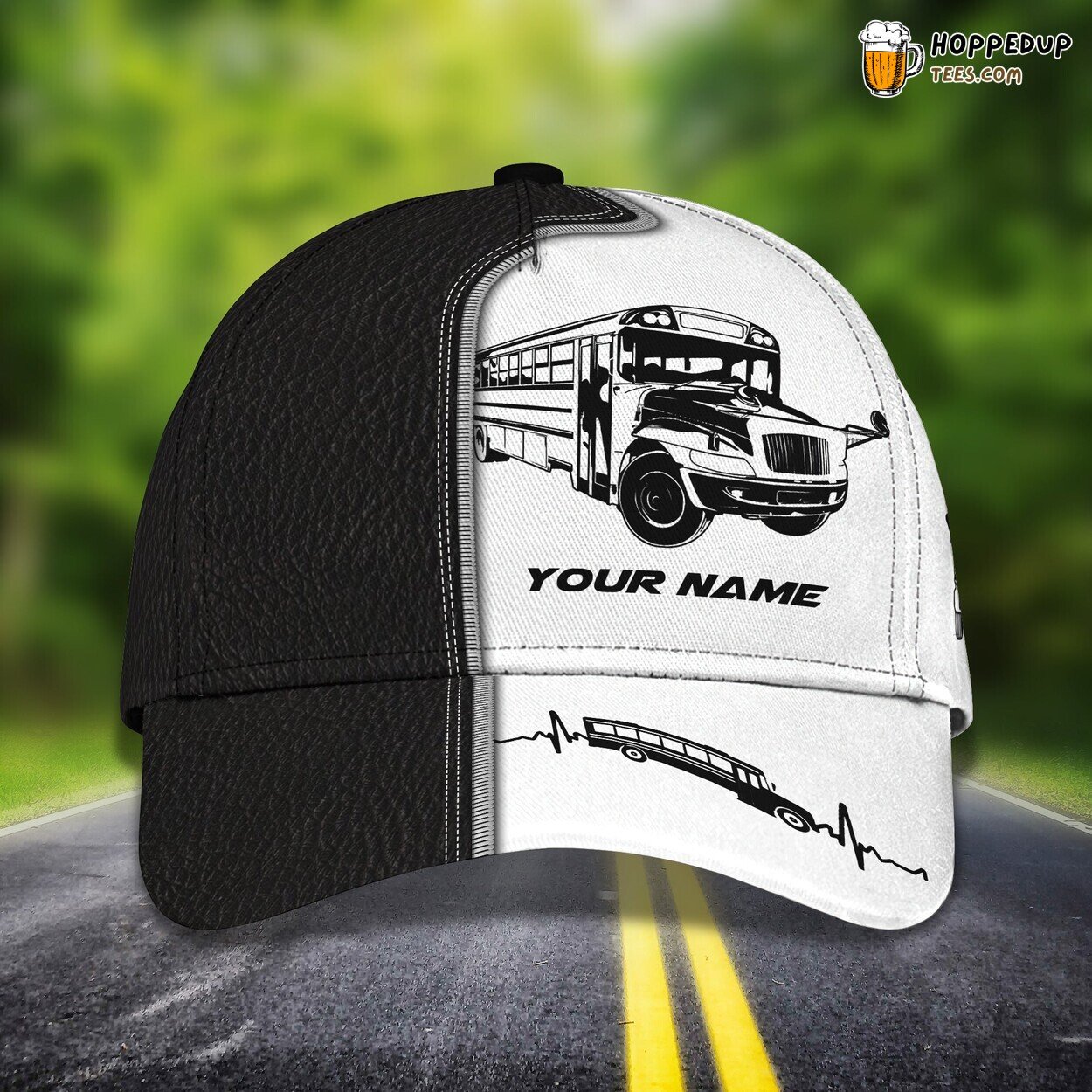 3D Personalized Name Classic School Bus Design Cap Exceptional