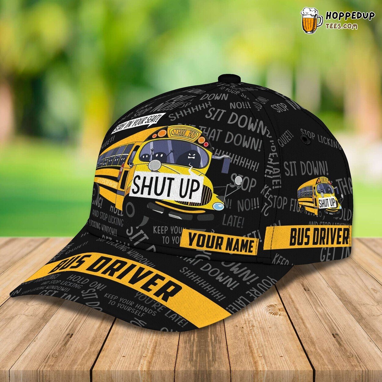 3D Personalized Name Classic School Bus Design Cap Premium Edition