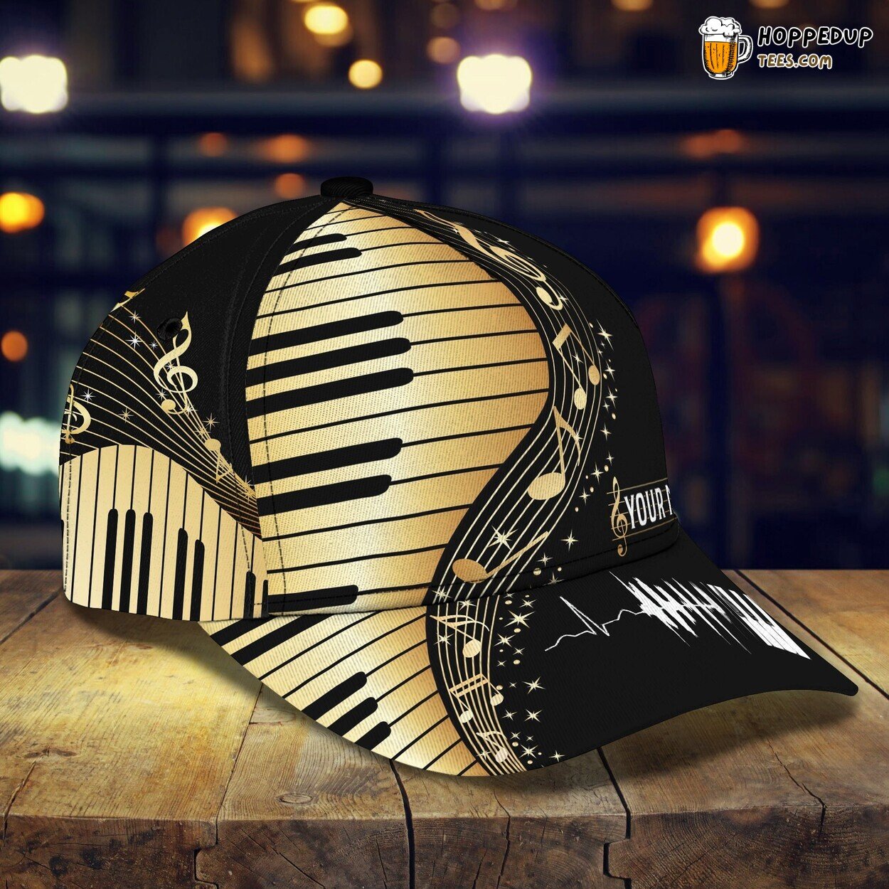 3D Piano Lovers Cap Personalized Name Classic Elegant Premium Design Theme