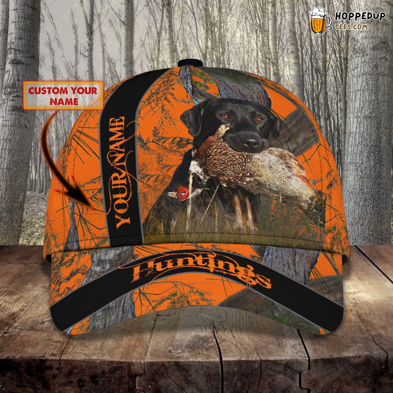 3D Print Baseball Cap Custom Name Hunting Duck Dog Orange Camo Elegance