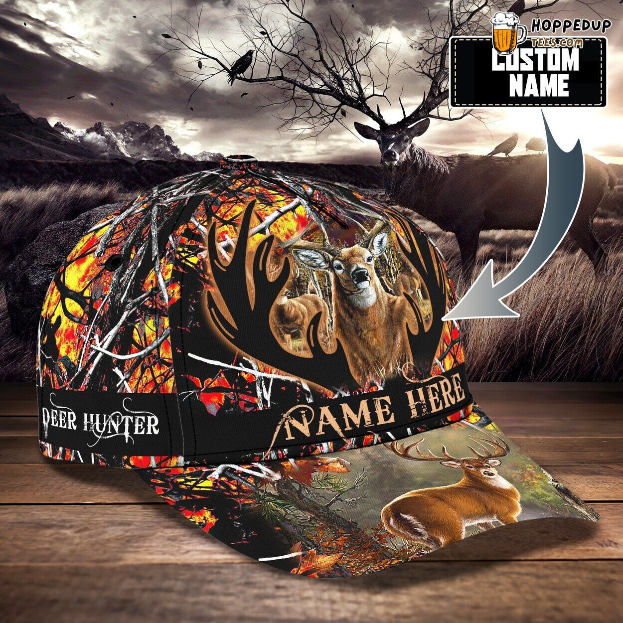3D Printed Baseball Cap Personalized Deer Hunter Camouflage Design