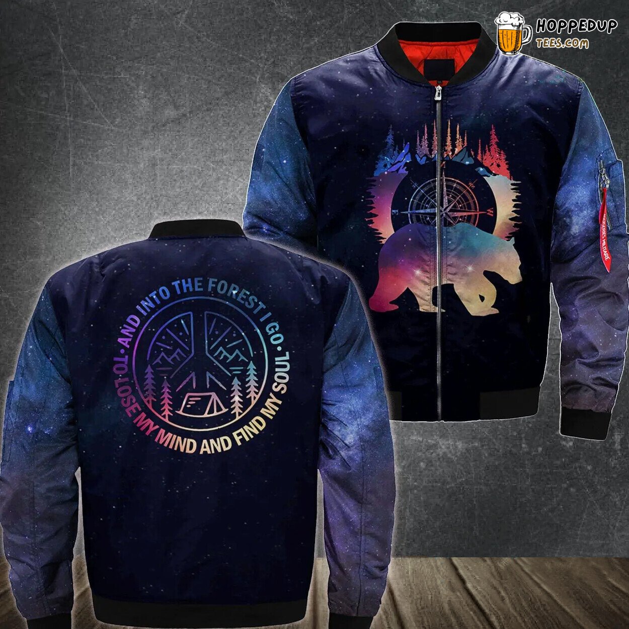 3D Printed Soul Bear Design All Over Bomber Jacket for Camping Enthusiasts