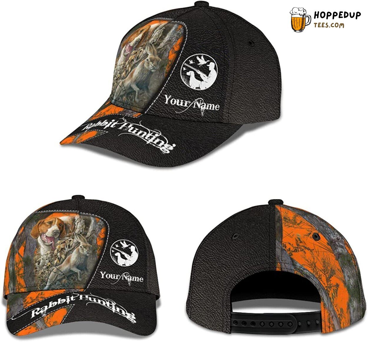 3D Rabbit Hunting Hat Beagle Dog Camo Personalize Outdoor Activities Gift