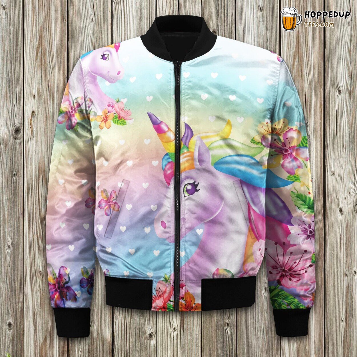 3D Vibrant Unicorn Design Bomber Jacket Dive into Winter’s Magical Realms