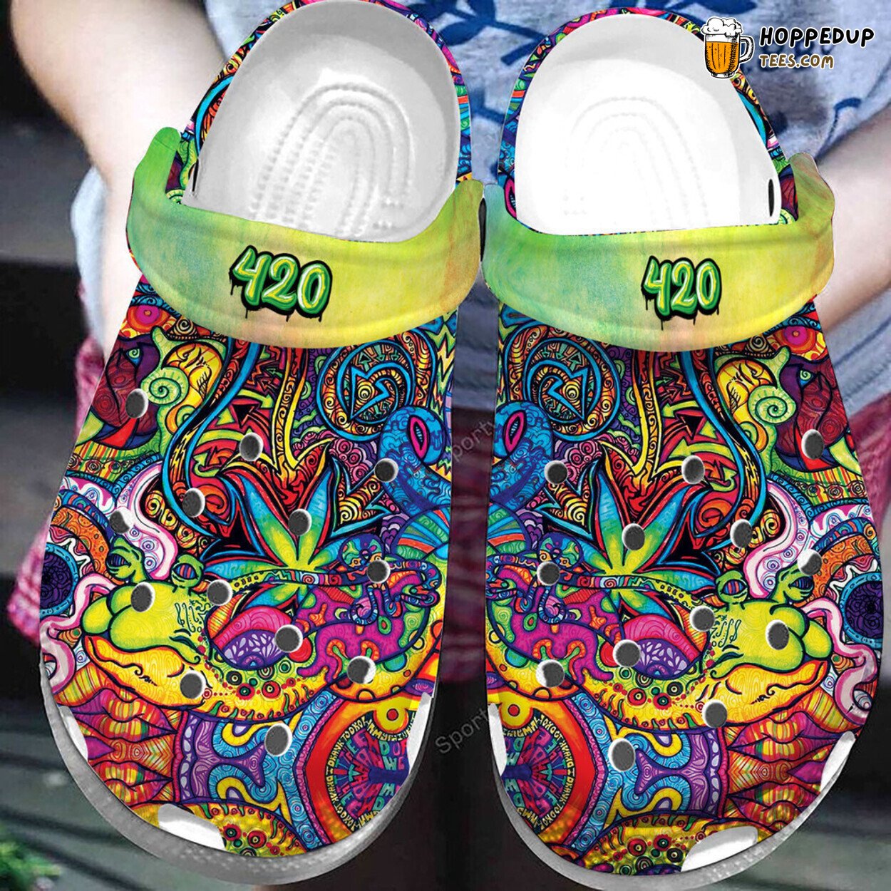 420 Hippie Trippy Tie Dye Weed Themed Comfortable Clogs Shoes