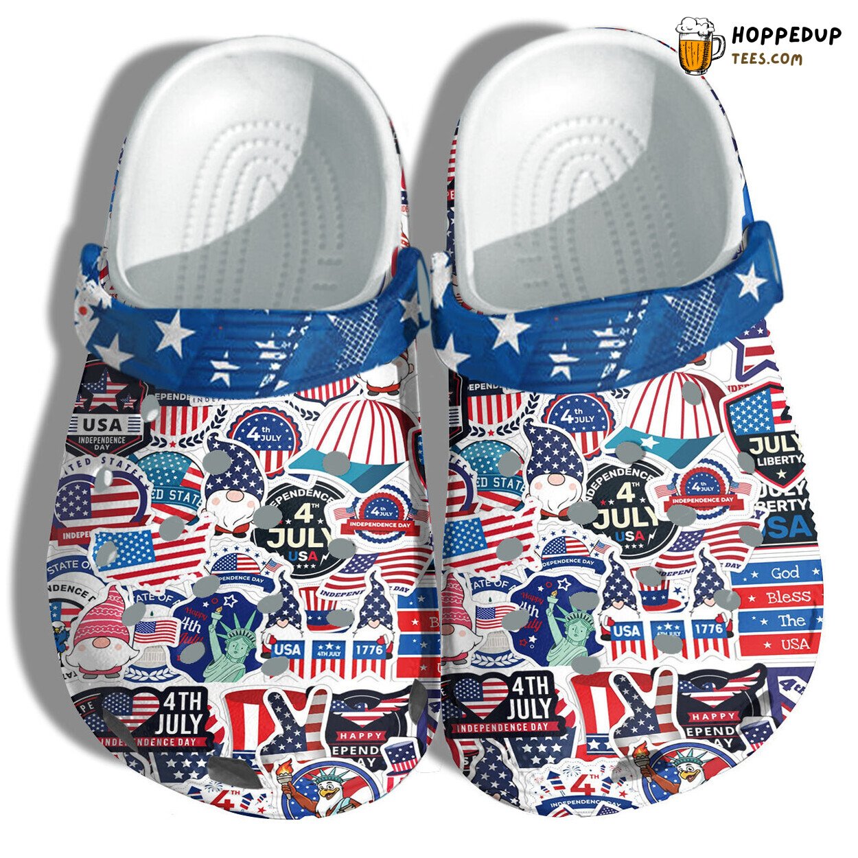 4th July Sticker National Day Female Gnomes God Bless USA Flag Shoes Gift