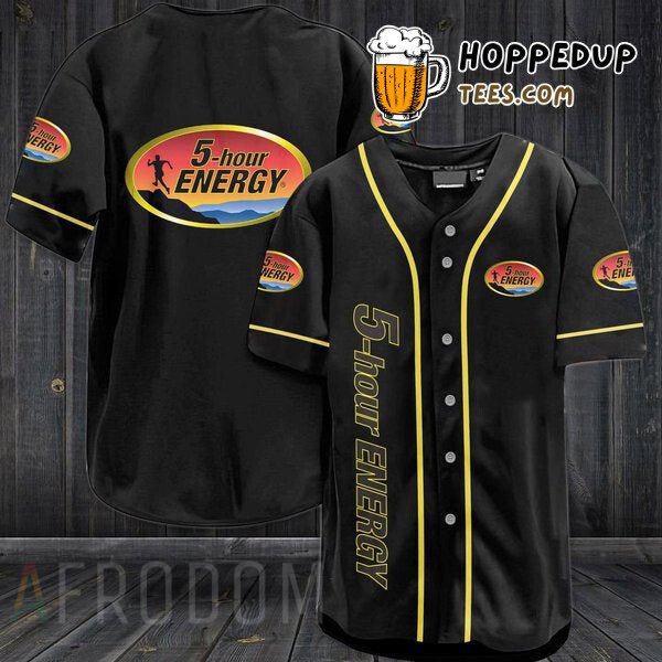 5 Hour ENERGY Drink Vintage Black Baseball Jersey Unique Distinctive Design
