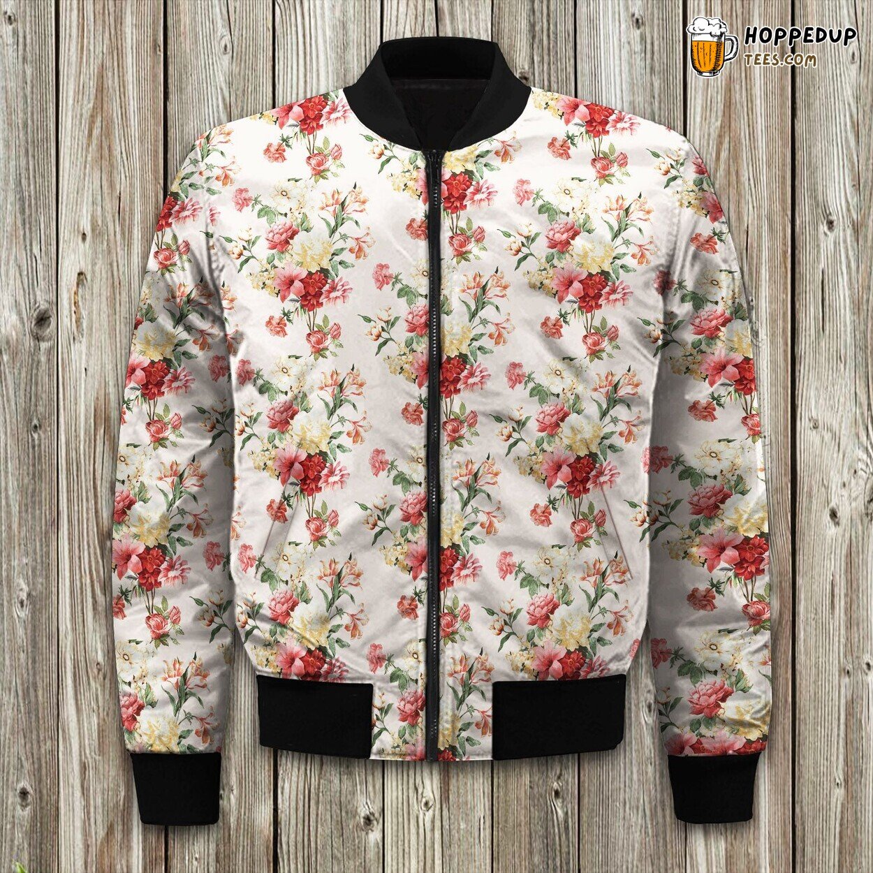 A Touch of Nature Floral Motif Bomber Jacket Winter Special