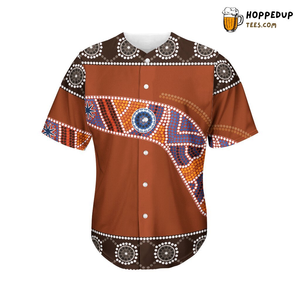 Aboriginal Dot Boomerang Baseball Tee Jersey Shirts 3D