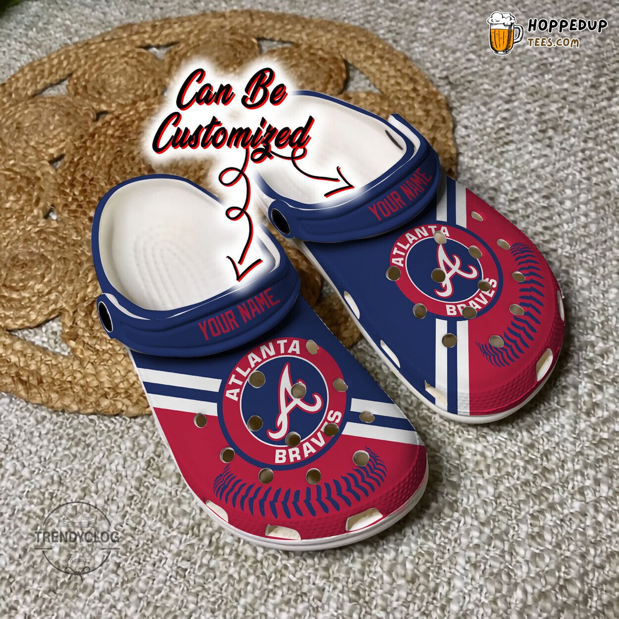 ABraves Baseball Personalized Logo Team Comfortable Clog Shoes