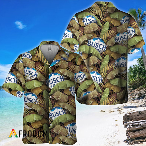 Abstract Banana Leaves Busch Light Hawaiian Shirt HU