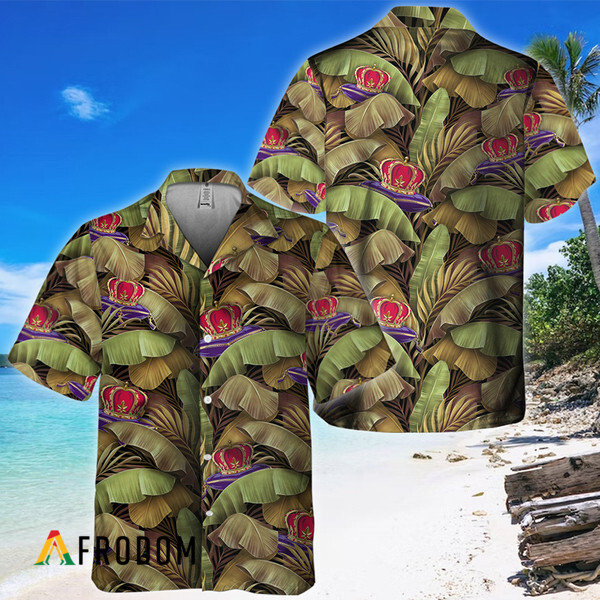 Abstract Banana Leaves Crown Royal Hawaiian Shirt HU