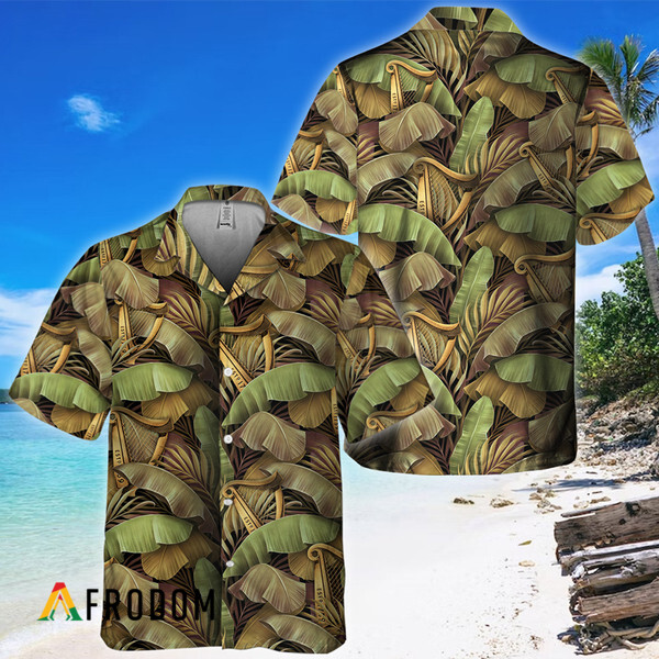 Abstract Banana Leaves Guinness Hawaiian Shirt HU