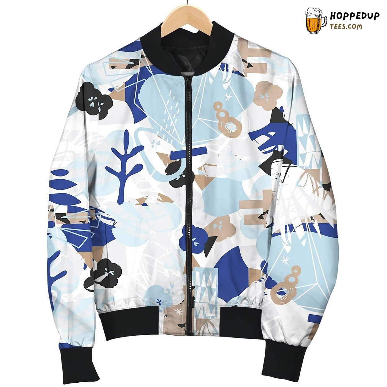 Abstract Color Tropical Floral Elements Paper Bomber Jacket
