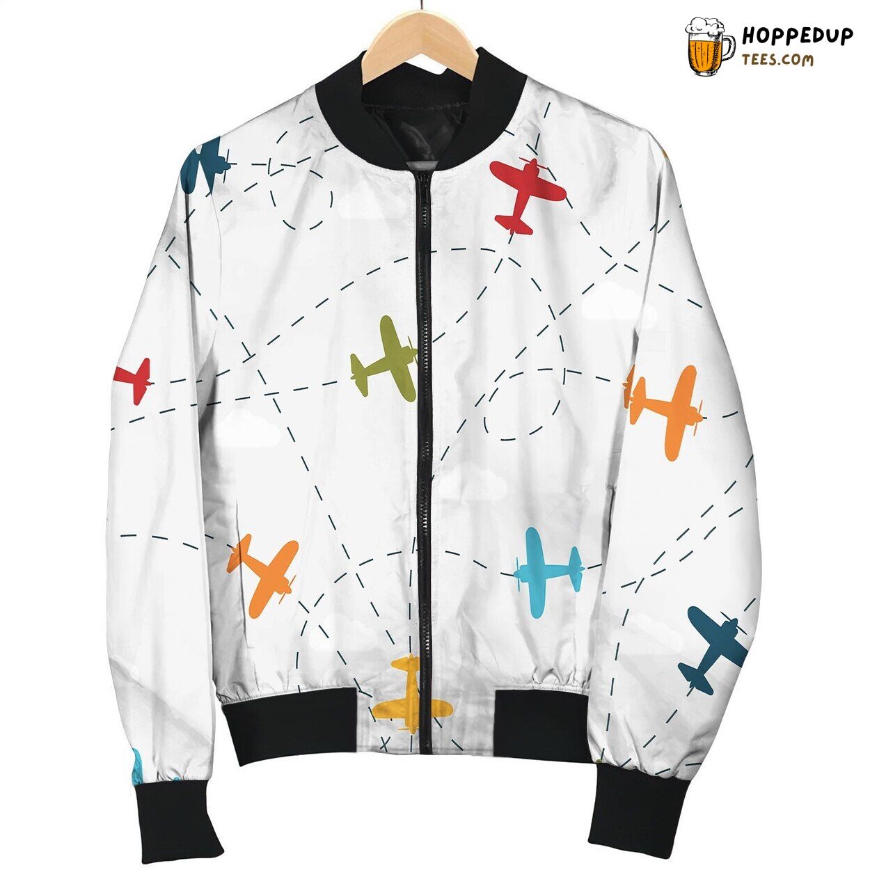 Abstract Colorful Planes Design Bomber Jackets Winter Skyward Art