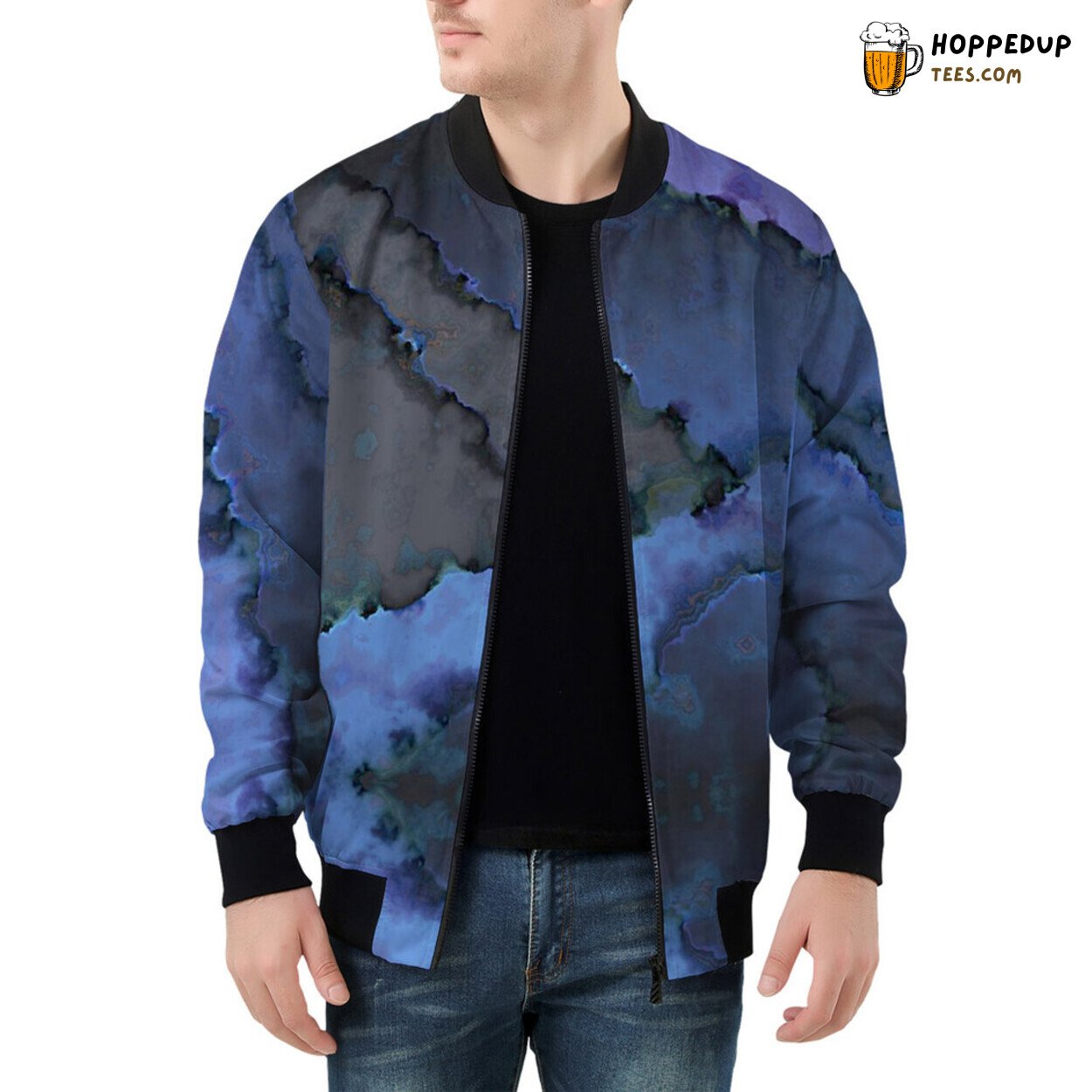 Abstract Designs Celebrate Modern Art on Men’s Bomber Jacket Fabric