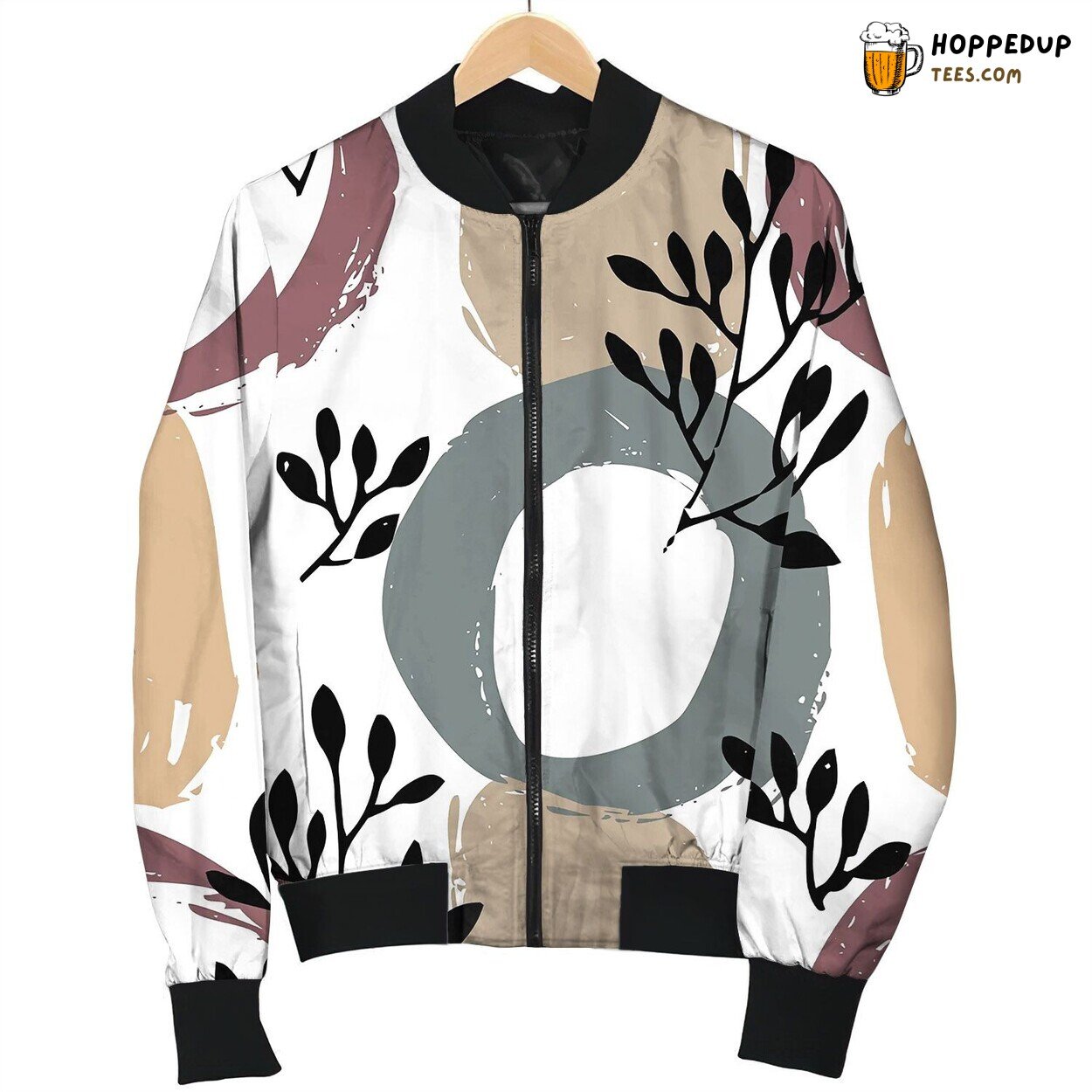 Abstract Floral Background With Circles Pattern Bomber Jacket