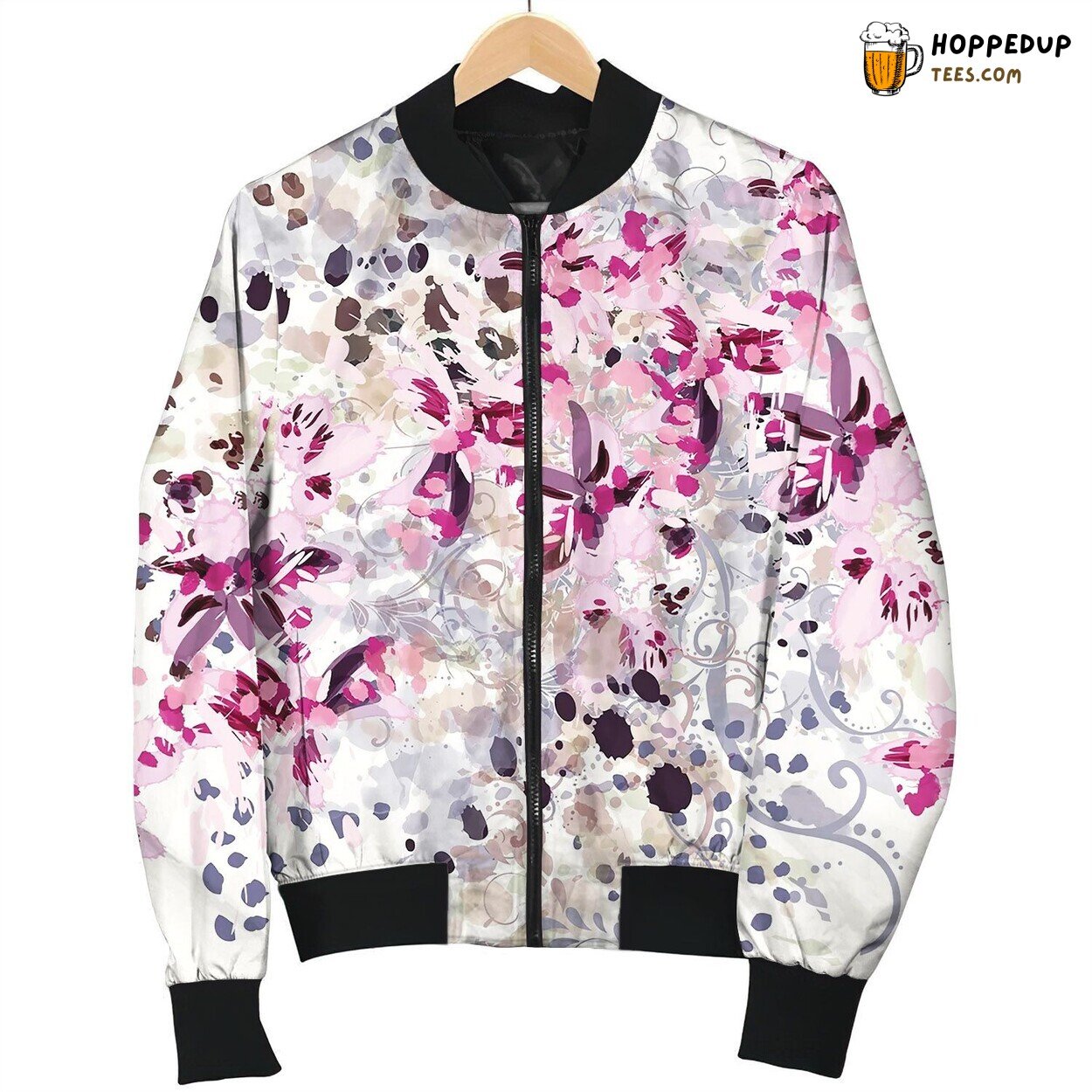 Abstract Floral Spots And Flourishes Bomber Jacket