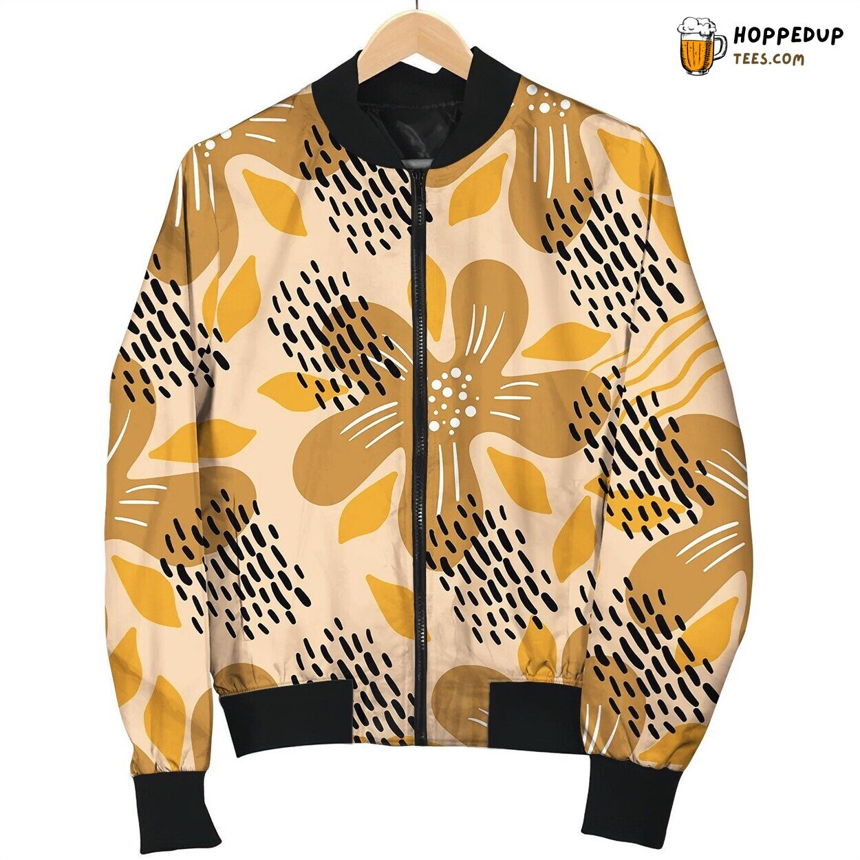 Abstract Flower And Foliage Seamless Bomber Jacket